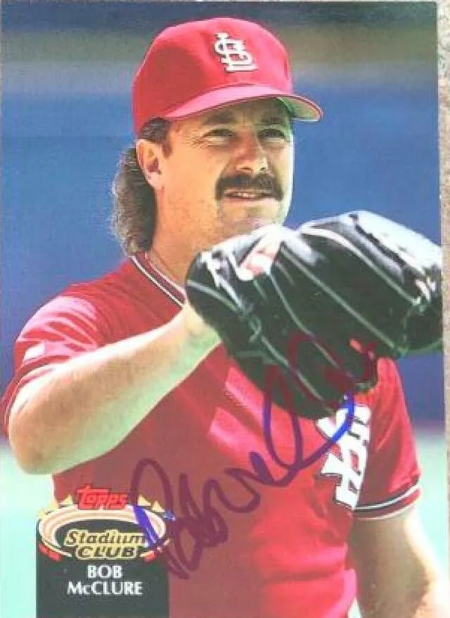 Bob McClure Signed 1992 Topps Stadium Club Baseball Card - St Louis Cardinals