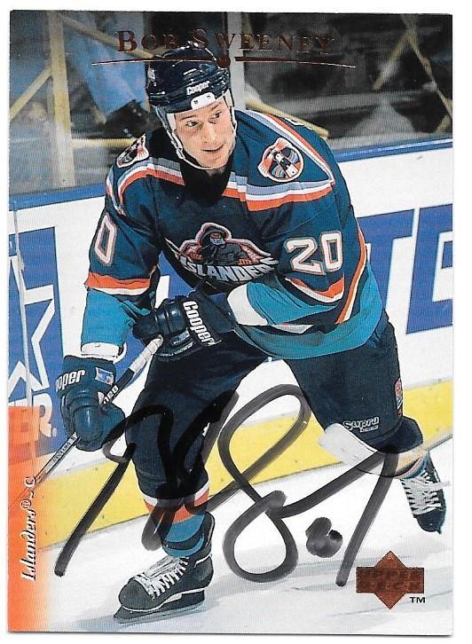 Bob Sweeney Signed 1995-96 Upper Deck Hockey Card - New York Islanders - PastPros