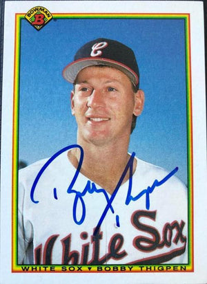 Bobby Thigpen Signed 1990 Bowman Baseball Card - Chicago White Sox - PastPros