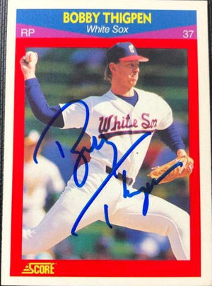 Bobby Thigpen Signed 1990 Score 100 Superstars Baseball Best Card - Chicago White Sox - PastPros
