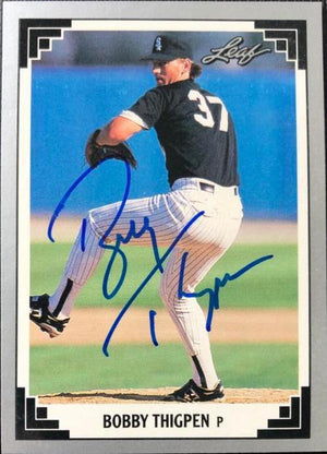 Bobby Thigpen Signed 1991 Leaf Baseball Card - Chicago White Sox - PastPros