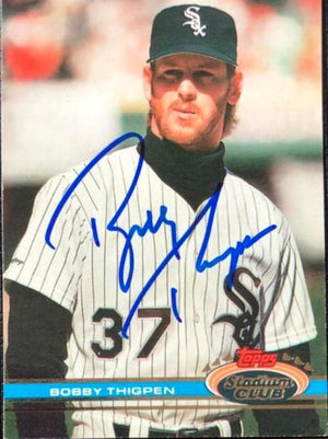 Bobby Thigpen Signed 1991 Topps Stadium Baseball Card - Chicago White Sox - PastPros