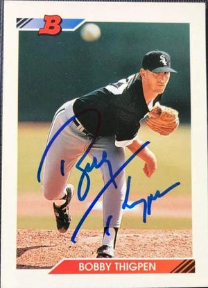 Bobby Thigpen Signed 1992 Bowman Baseball Card - Chicago White Sox