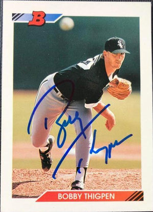 Bobby Thigpen Signed 1992 Bowman Baseball Card - Chicago White Sox - PastPros