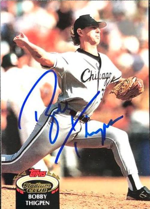 Bobby Thigpen Signed 1992 Topps Stadium Baseball Card - Chicago White Sox - PastPros