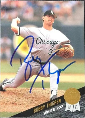 Bobby Thigpen Signed 1993 Leaf Baseball Card - Chicago White Sox