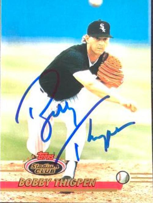 Bobby Thigpen Signed 1993 Topps Stadium Baseball Card - Chicago White Sox - PastPros