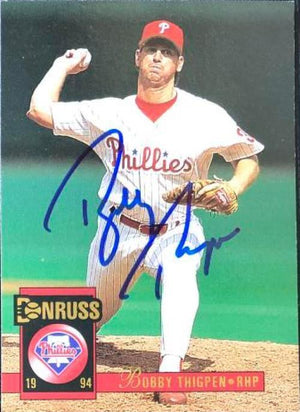 Bobby Thigpen Signed 1994 Donruss Baseball Card - Philadelphia Phillies - PastPros