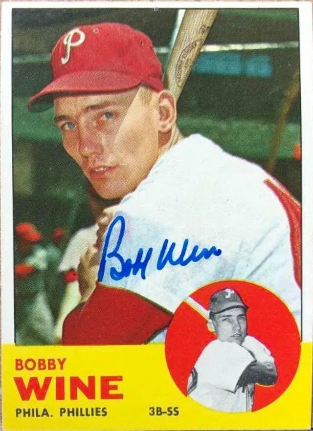 Bobby Wine Signed 1963 Topps Baseball Card - Philadelphia Phillies