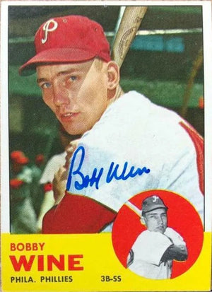 Bobby Wine Signed 1963 Topps Baseball Card - Philadelphia Phillies