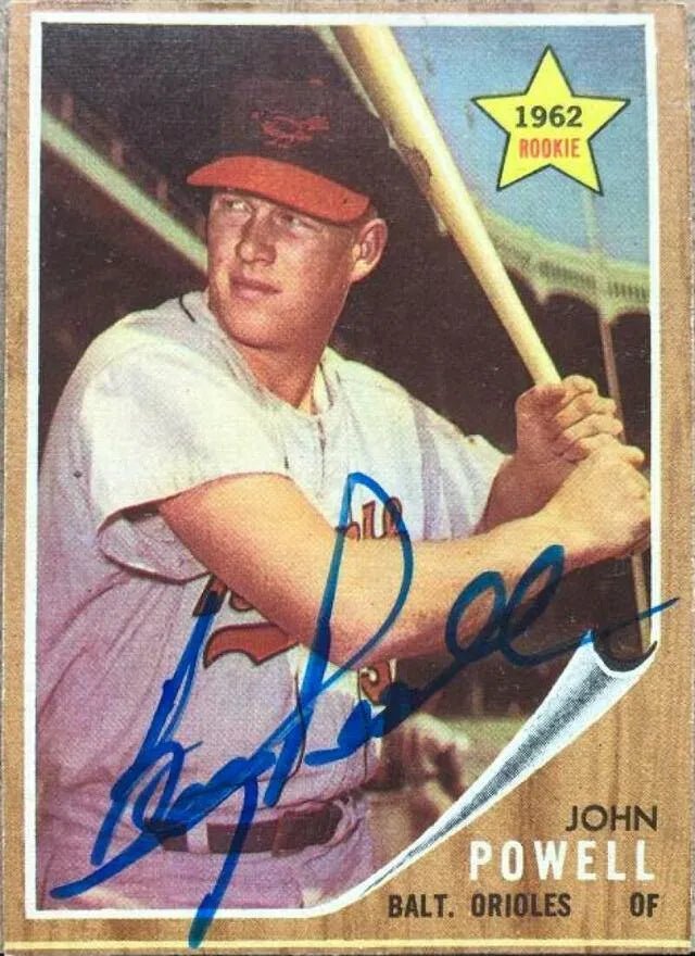 Boog Powell Signed 1962 Topps Baseball Card - Baltimore Orioles