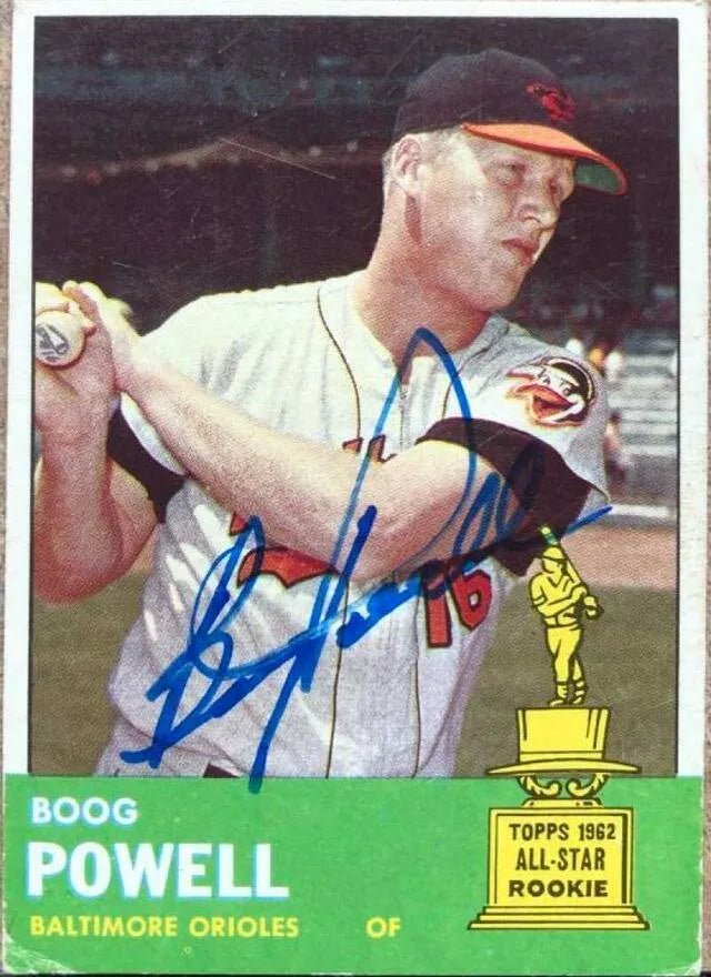 Boog Powell Signed 1963 Topps Baseball Card - Baltimore Orioles