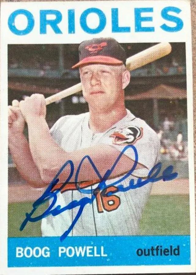 Boog Powell Signed 1964 Topps Baseball Card - Baltimore Orioles