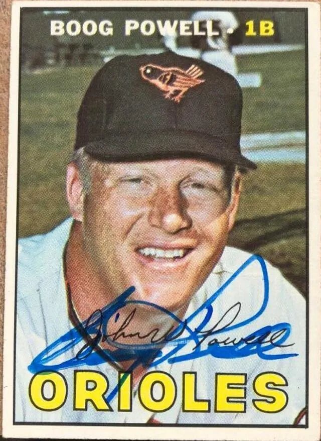 Boog Powell Signed 1967 Topps Baseball Card - Baltimore Orioles
