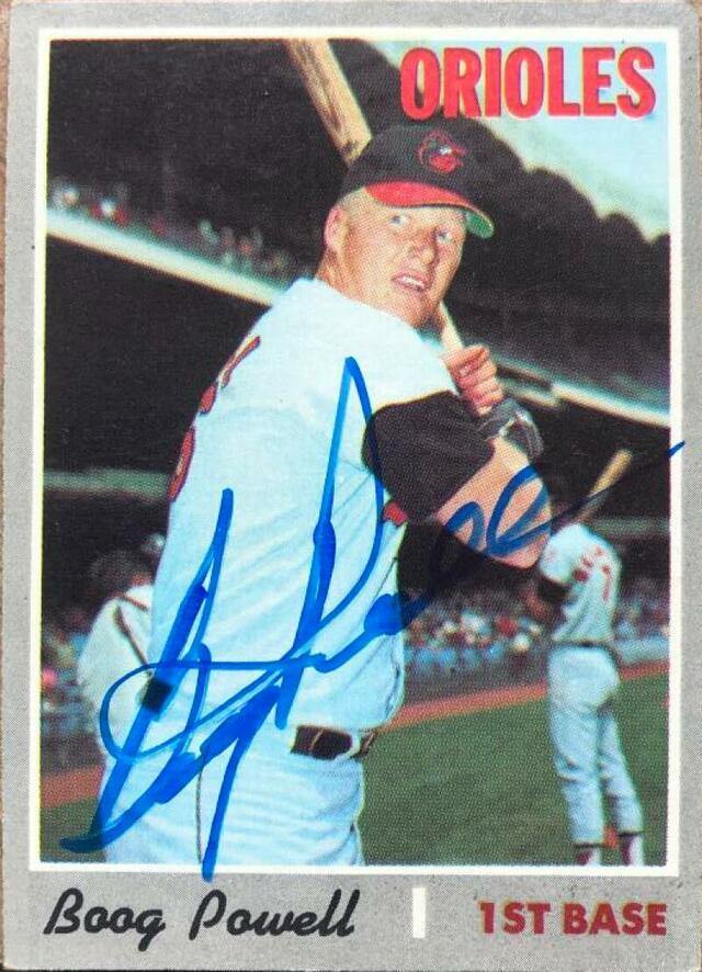 Boog Powell Signed 1970 Topps Baseball Card #410 - Baltimore Orioles - PastPros