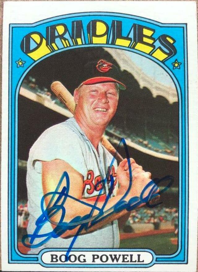 Boog Powell Signed 1972 Topps Baseball Card #451 - Baltimore Orioles - PastPros