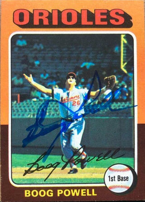 Boog Powell Signed 1975 Topps Baseball Card - Baltimore Orioles - PastPros