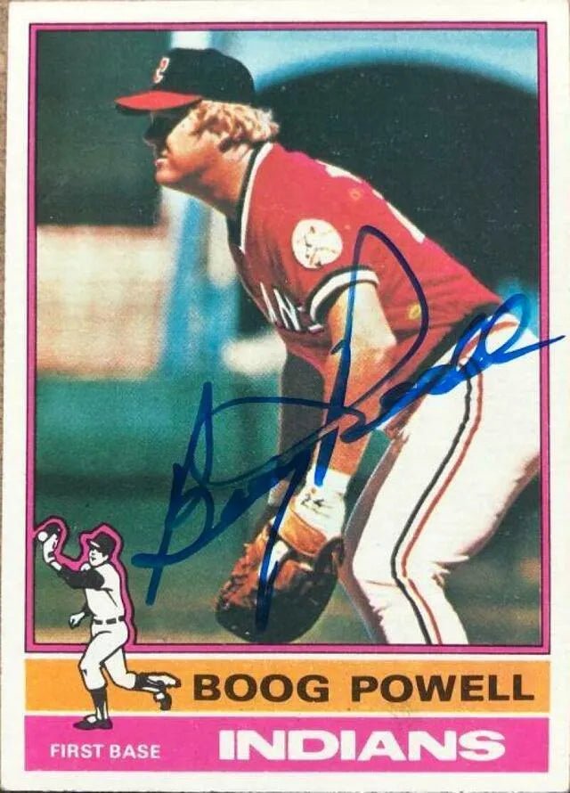 Boog Powell Signed 1976 Topps Baseball Card - Cleveland Indians