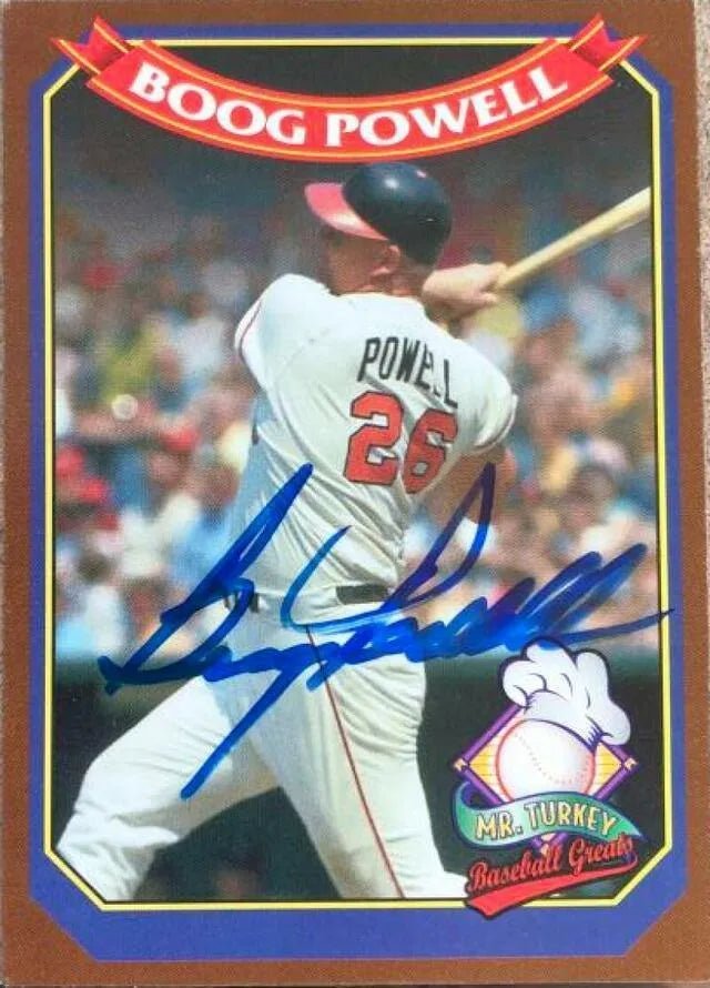 Boog Powell Signed 1995 Mr. Turkey Baseball Greats Baseball Card - Baltimore Orioles