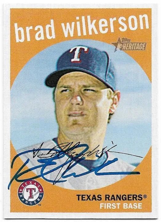 Brad Wilkerson Signed 2008 Topps Heritage Baseball Card - Texas Rangers