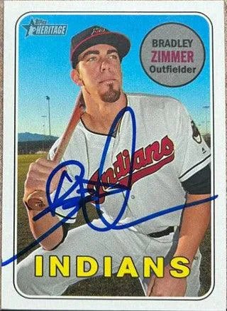 Bradley Zimmer Signed 2018 Topps Heritage Baseball Card - Cleveland Indians