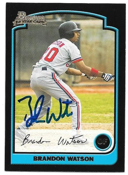 Brandon Watson Signed 2003 Bowman Baseball Card - Montreal Expos