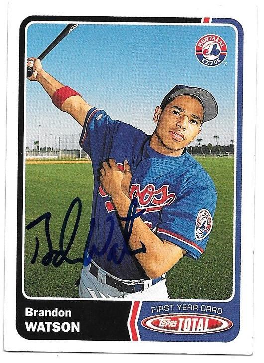 Brandon Watson Signed 2003 Topps Total Baseball Card - Montreal Expos - PastPros