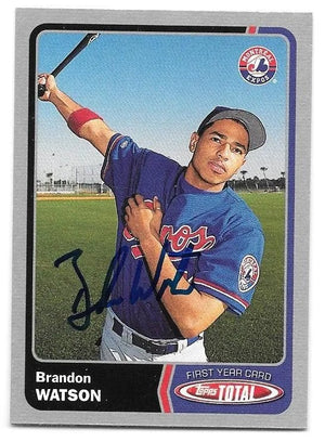 Brandon Watson Signed 2003 Topps Total Baseball Card (Silver) - Montreal Expos