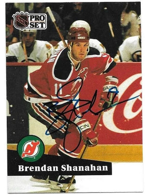 Brendan Shanahan Signed 1991-92 Pro Set Hockey Card - New Jersey Devils