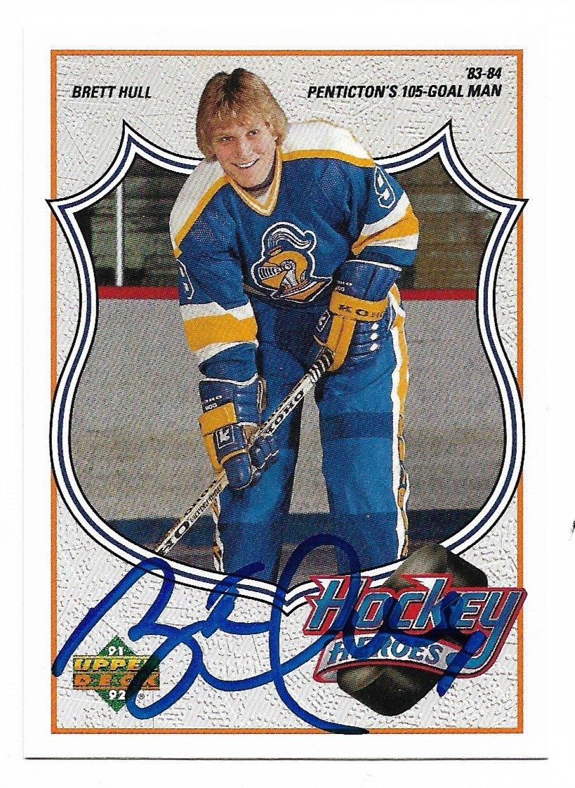 Brett Hull Signed 1991-92 Upper Deck Hockey Card - Hockey Heroes #1 - PastPros