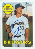 Brett Phillips Signed 2018 Topps Heritage Baseball Card - Milwaukee Brewers