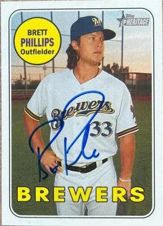 Brett Phillips Signed 2018 Topps Heritage Baseball Card - Milwaukee Brewers