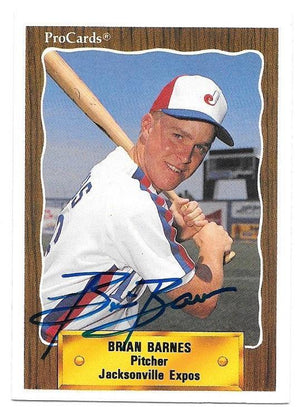Brian Barnes Signed 1990 Pro Cards Baseball Card - Montreal Expos - PastPros