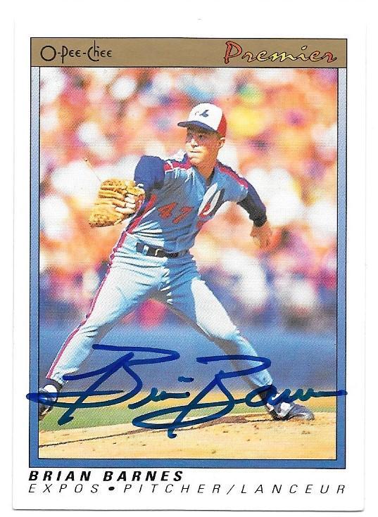 Brian Barnes Signed 1991 O-Pee-Chee Premier Baseball Card - Montreal Expos - PastPros