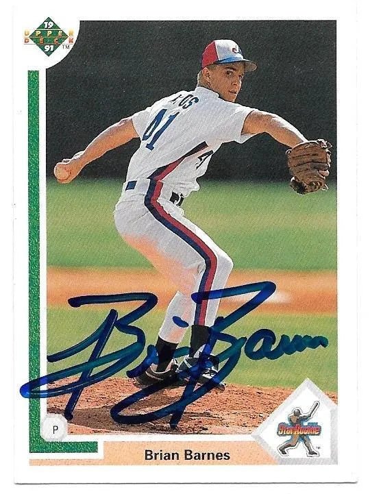 Brian Barnes Signed 1991 Upper Deck Baseball Card - Montreal Expos