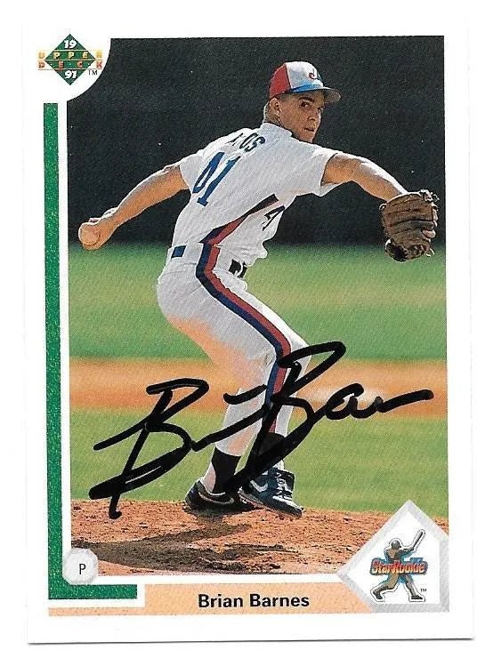 Brian Barnes Signed 1991 Upper Deck Baseball Card - Montreal Expos