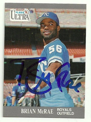 Brian McRae Signed 1991 Fleer Ultra Baseball Card - Kansas City Royals
