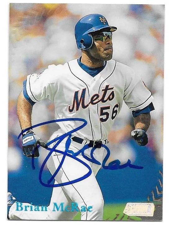 Brian McRae Signed 1998 Stadium Club Baseball Card - New York Mets