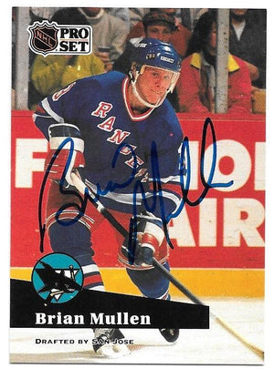 Brian Mullen Signed 1991-92 Pro Set Hockey Card - San Jose Sharks - PastPros