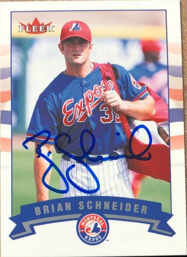 Brian Schneider Signed 2000 Fleer Baseball Card - Montreal Expos - PastPros