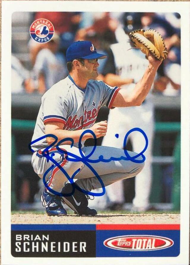 Brian Schneider Signed 2002 Topps Total Baseball Card - Montreal Expos - PastPros