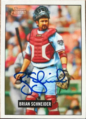 Brian Schneider Signed 2004 Bowman Heritage Baseball Card - Washington Nationals - PastPros
