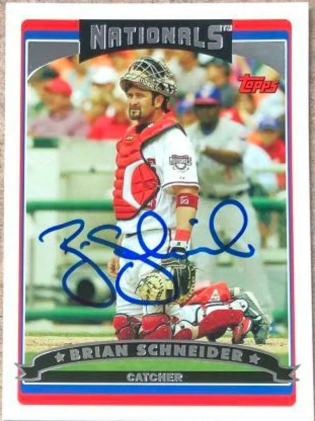 Brian Schneider Signed 2006 Topps Baseball Card - Washington Nationals