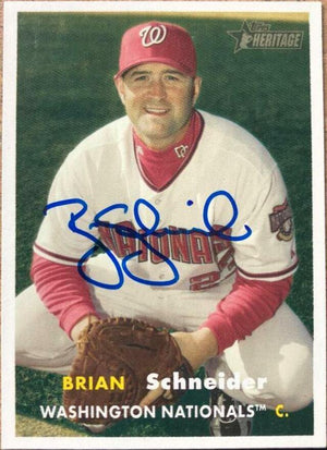Brian Schneider Signed 2006 Topps Heritage Baseball Card - Washington Nationals - PastPros