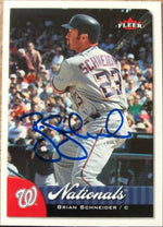 Brian Schneider Signed 2007 Fleer Baseball Card - Washington Nationals