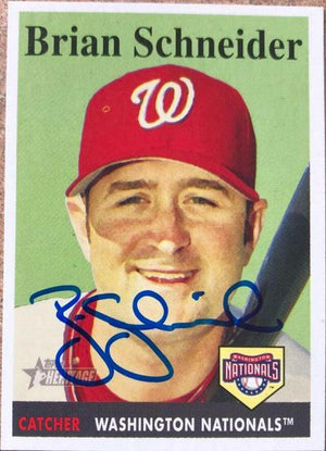 Brian Schneider Signed 2007 Topps Heritage Baseball Card - Washington Nationals - PastPros