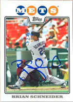 Brian Schneider Signed 2008 Topps Baseball Card - New York Mets