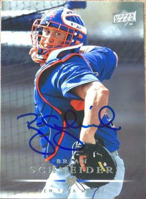Brian Schneider Signed 2008 Upper Deck Baseball Card - New York Mets - PastPros