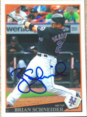Brian Schneider Signed 2009 Topps Baseball Card - New York Mets - PastPros