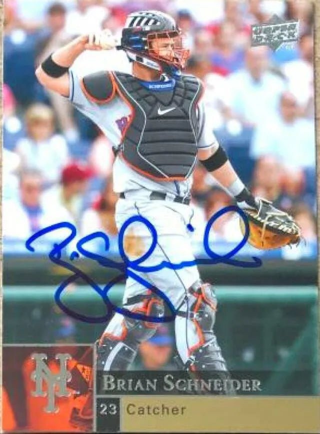 Brian Schneider Signed 2009 Upper Deck Baseball Card - New York Mets